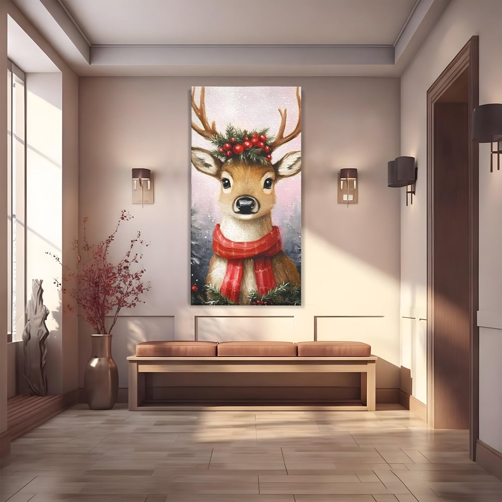 Tablou canvas cu tablou canvas cu ren festiv, fara rama, pe sasiu de lemn